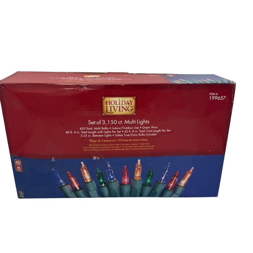 Holiday Living Set Of 3 150 Ct. Multi Lights Indoor/Outdoor Use